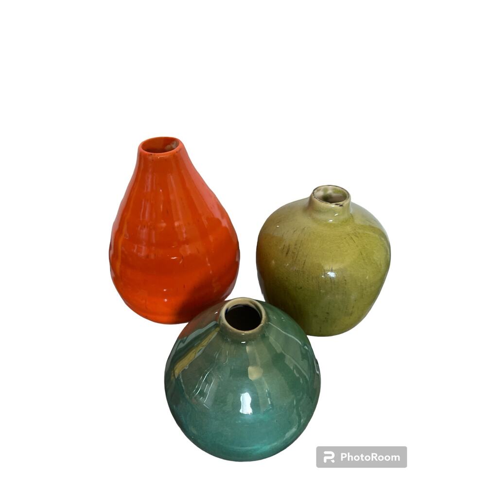 Ceramic Vase Set- 3 Small Vases, Rustic Home Décor, Modern - Picture 2 of 5